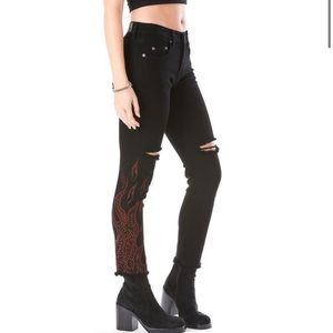 Carmar Mia Rhinestone Flame Ripped Skinny Jeans